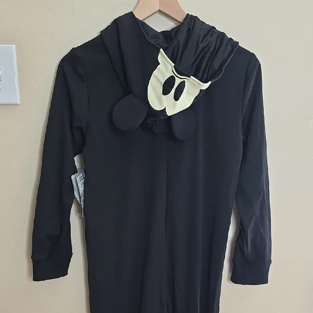 Disney Mickey Mouse Skeleton Glow Jumpsuit Black Unisex Youth Size 9 Halloween